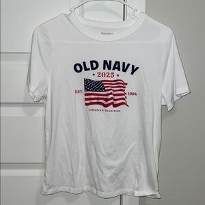 NWOT Old Navy White Tee with Flag Graphic - Patriotic, America, Fourth of July